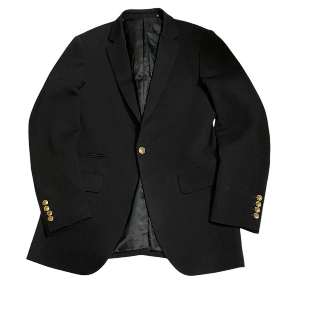 Barabas Black Blazer Jacket Men’s SZ 38R Slim Fit gold color buttons fun…